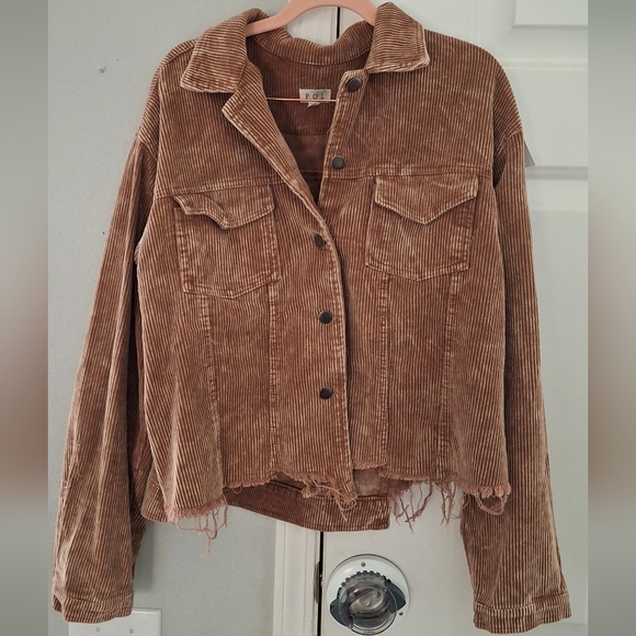 POL Shacket Tan Camel Brown Corduroy Boho Western Cowgirl Large - Picture 5 of 11